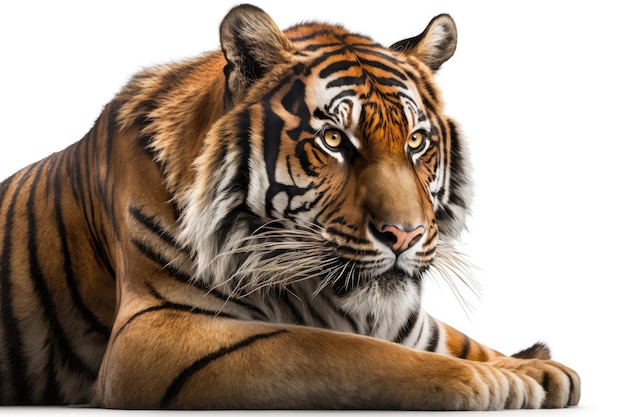 Majestic Indian Tiger on White Background