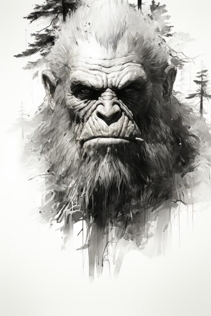 The Majestic Ink Illustration Lord of the Sequoia and the Sabretooth Sasquatch