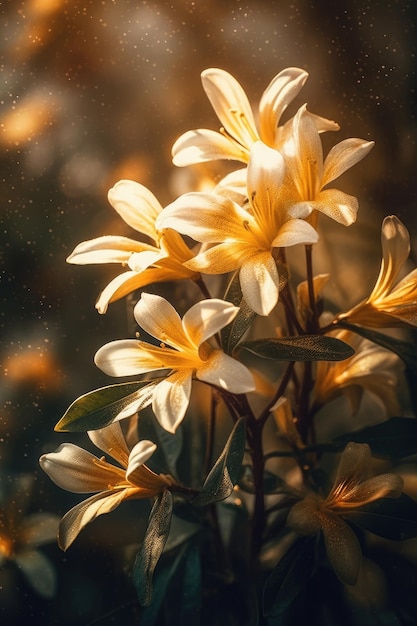 Majestic jasmin magicalgolden background AI Generated