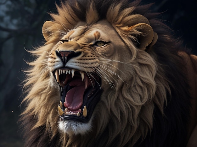 King of the jungle, a majestic lion roars with awe inspiring might AI  Generated 31586566 Stock Photo at Vecteezy