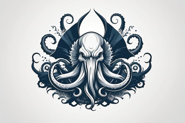 Photo majestic kraken logo template power and mystery