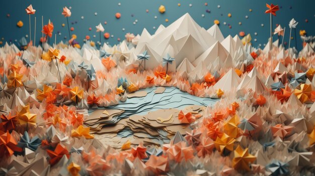 Majestic Landscape Digital Painting of Mountains and Stars