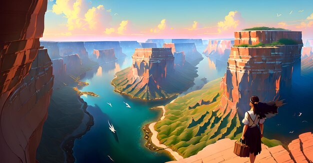 Majestic Large Grand antelope canyon style background design created using Generative AI