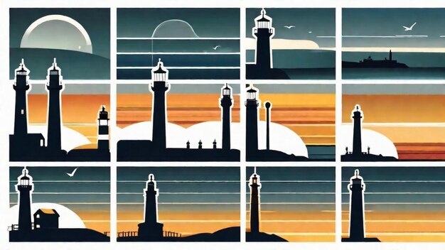 Majestic Lighthouses at Sunset