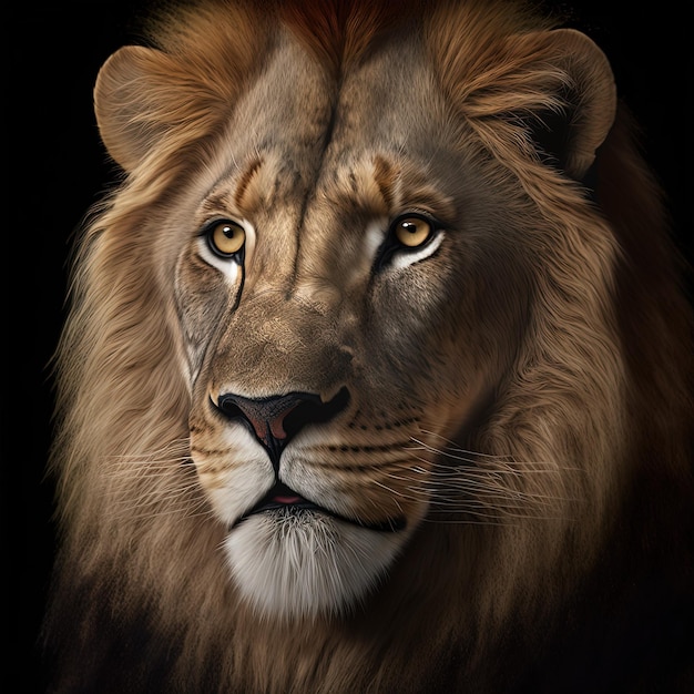 Величественный портрет льва, ультрареалистичный Generative Ai