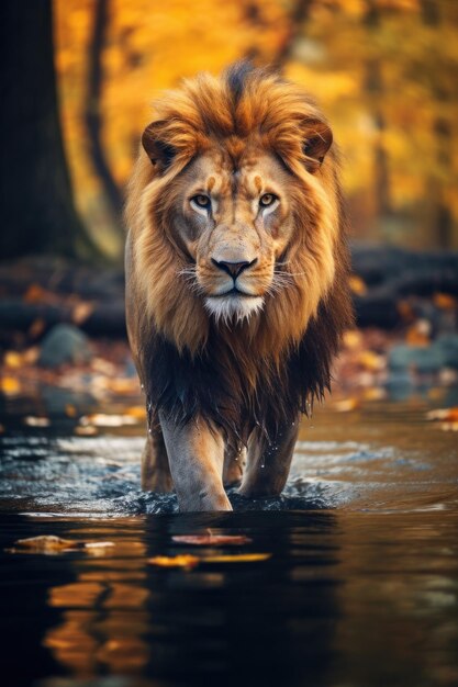 Majestic Lion Roaming the African Savannah a Powerful Symbol of the Wild