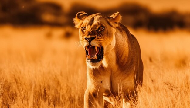 Majestic lion, king of the savannah, roams Africa grassy plains generated  by AI 29702828 Stock Photo at Vecteezy