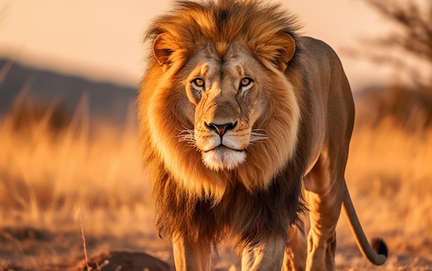 majestic lion in the savannah AI Generative