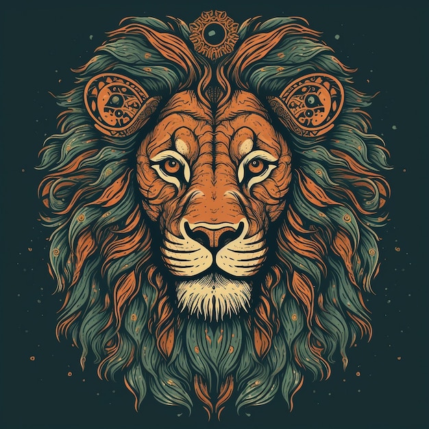 величественный лев с развевающейся гривой мудрый и благородный, но в то же время игривый и ласковый
