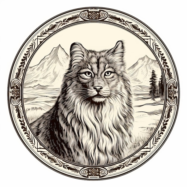 Majestic Lynx In Relief A Qajar Art Inspired Pseudorealistic Drawing