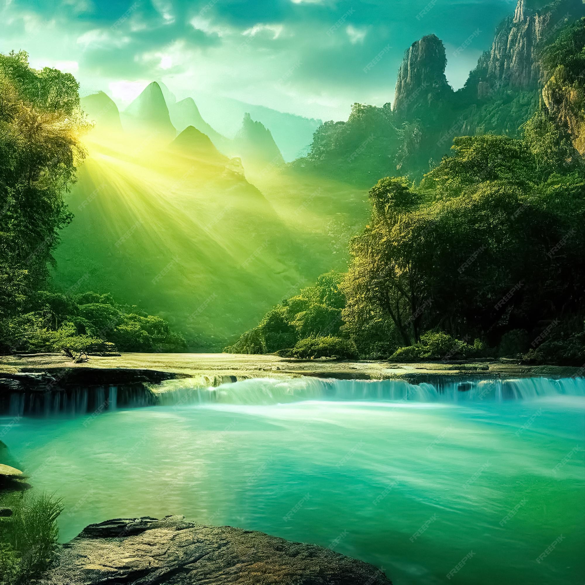 Beautiful landscape rapids on a mountains river in sunlight. Filtered image  colorful effect. 17659148 Stock Photo at Vecteezy