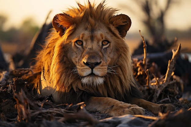 Majestic Male Lion in Botswana's Wildlife Generative AI