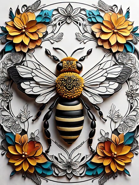 Foto majestic mandala bee kleurpagina voor volwassenen