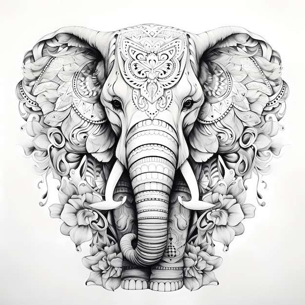 Majestic Mandala Elephants Een zwart-wit kleurboek