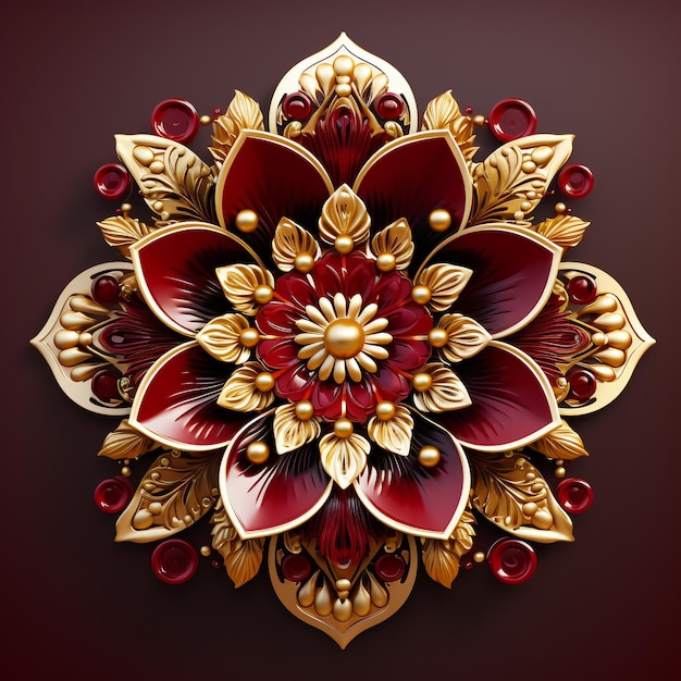 Majestic Maroon Craft a maroon mandala with intricate golden Arabesque details for a royal touch