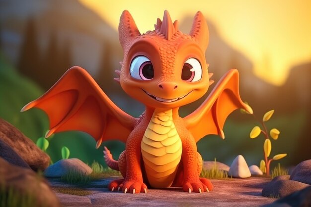 Majestic Marvel Cute Adorable Cartoon Dragon