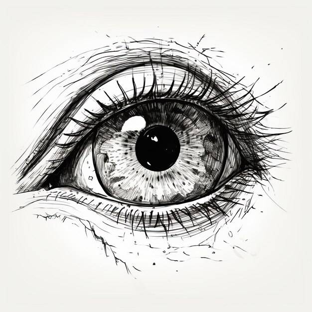 Photo majestic monochrome ink illustration of a handdrawn lobster eye