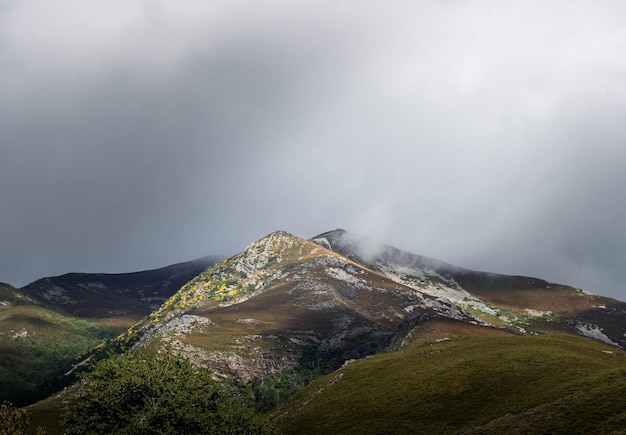 Majestic mountain on a cloudy day