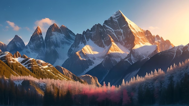 Величественные горные вершины во всей своей захватывающей красоте Увлекательный природный ландшафт