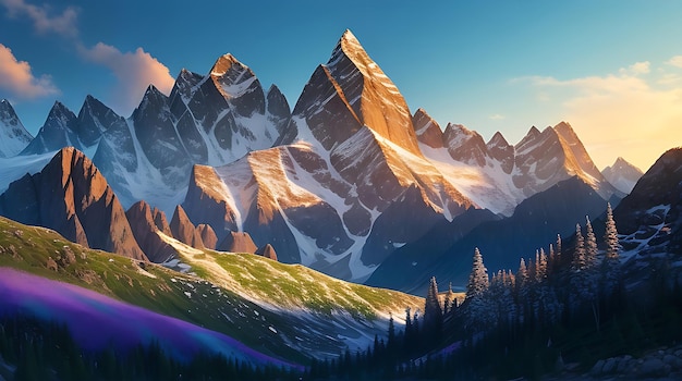 Majestic Mountain Peaks in all their Breathtaking Glory Captivating Nature Landscape Background