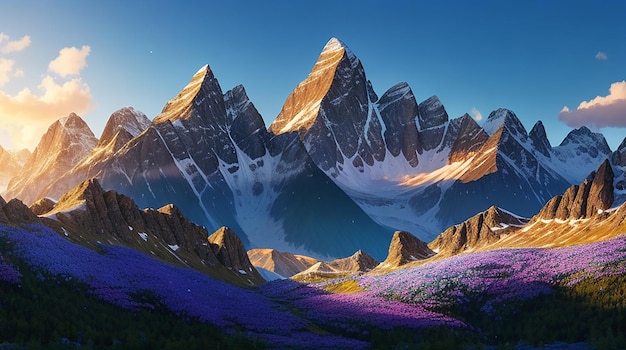 Majestic Mountain Peaks in all their Breathtaking Glory Captivating Nature Landscape Illustration Ba