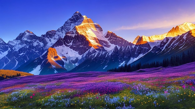 Majestic Mountain Peaks in all their Breathtaking Glory Captivating Nature Landscape Illustration