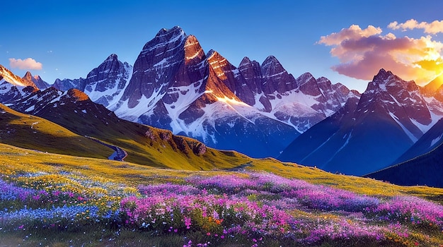 Majestic mountain peaks in all their breathtaking glory captivating nature landscape illustration