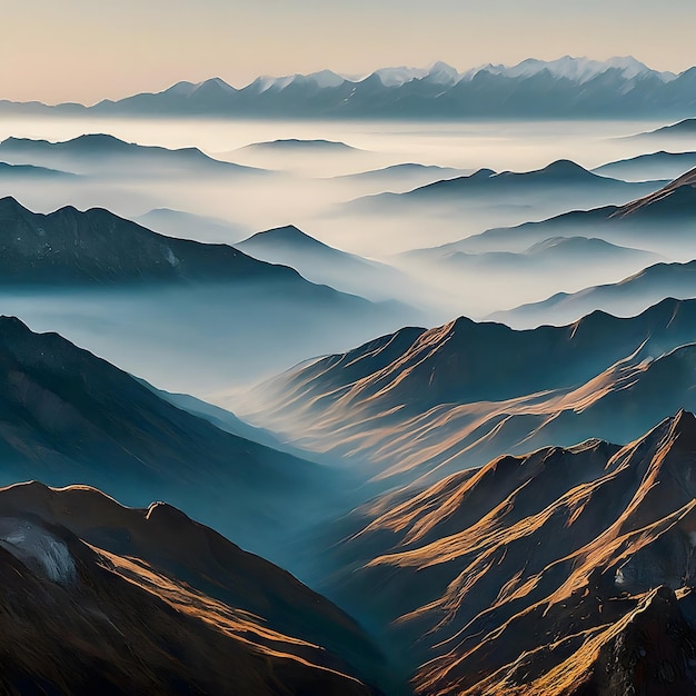 Величественные горные вершины захватывающая природа ландшафтная фотография Microstock Image