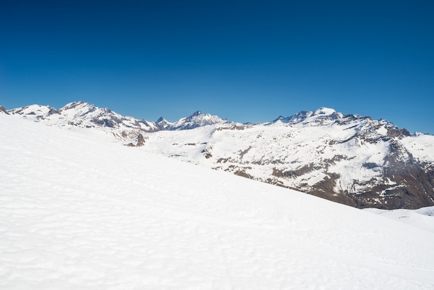 Majestic mountain peaks in winter in the Alps