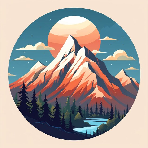 Photo majestic mountain range in minimalistic art style