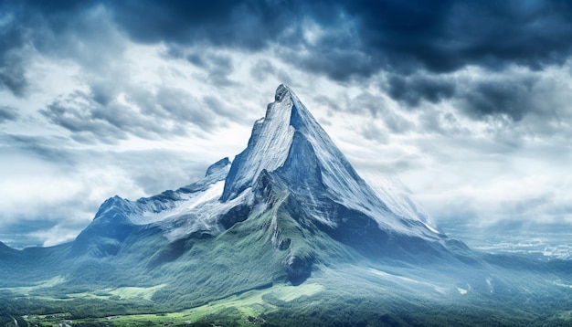 Фото Величественный горный хребет, панорамная красота природы, впечатляющий пейзаж, созданный искусственным интеллектом