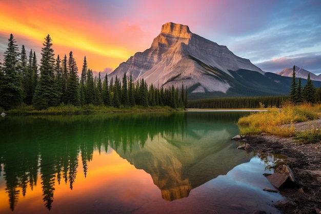 Majestic Mountain Range Rainbow Wallpaper