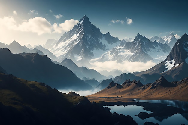 Majestic mountain range tranquil scene panoramic view