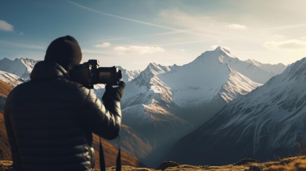 Photo majestic mountain range with cloudscape