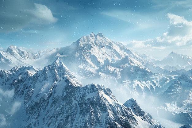 Majestic mountain ranges covered in snow