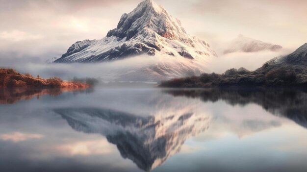 Majestic Mountain Reflection at Sunrise