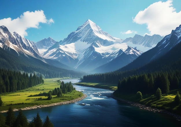 Photo majestic mountain river valley