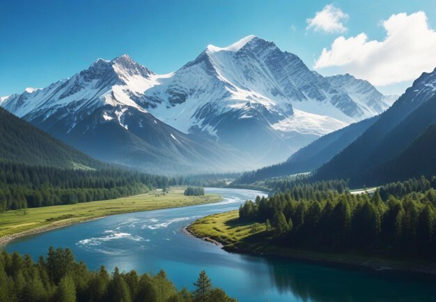 Photo majestic mountain river valley