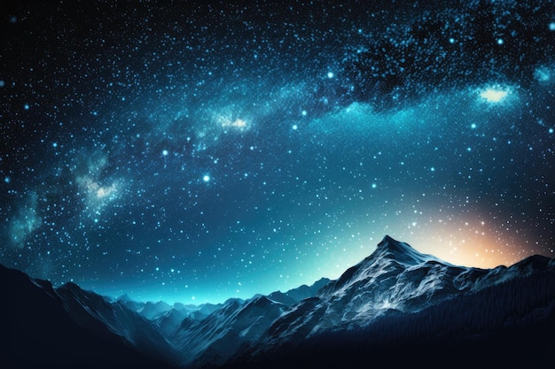 Majestic mountain under a starry night sky Generative AI