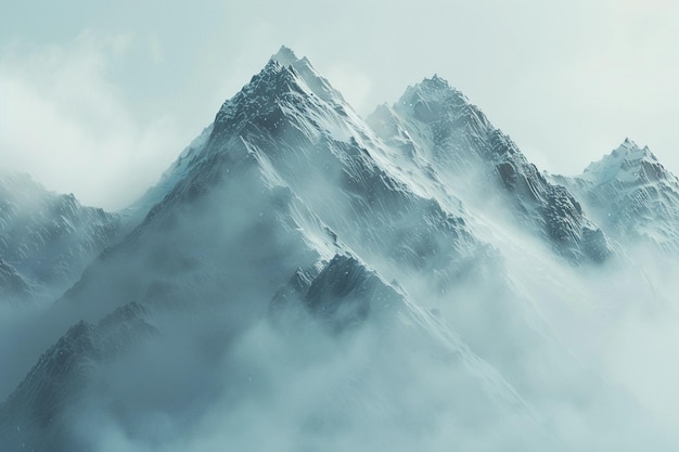 Majestic mountains cloaked in mist