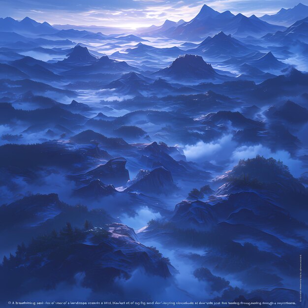 Majestic Mountains in Morning Mist