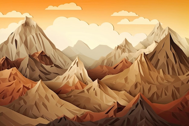 Majestic mountains papercut illustration generative ai