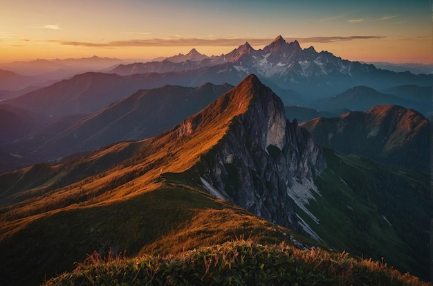 Majestic mountains at sunrisesunset