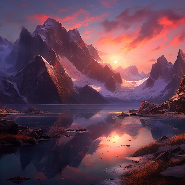 Majestic Mountains at Sunset