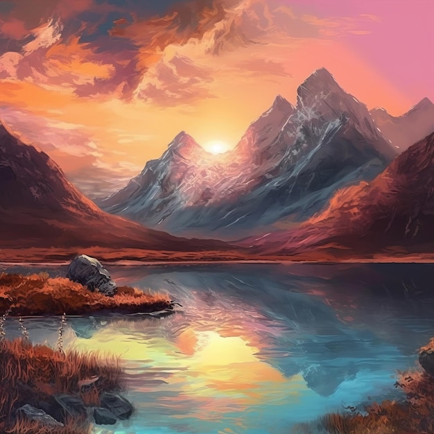 Majestic Mountains at Sunset