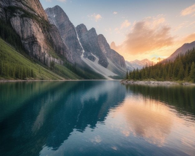 majestic mountains and tranquil lake