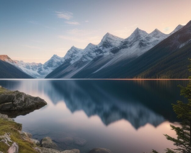 majestic mountains and tranquil lake