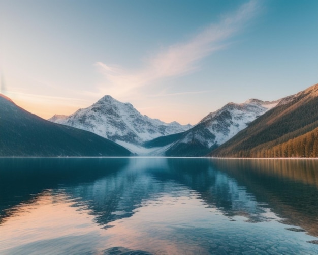 majestic mountains and tranquil lake