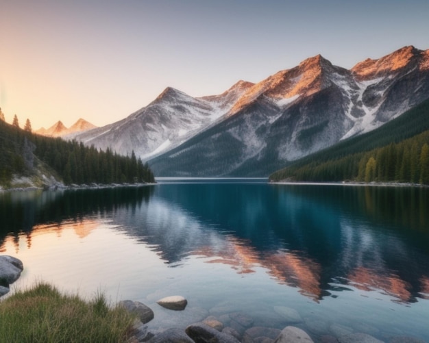 majestic mountains and tranquil lake