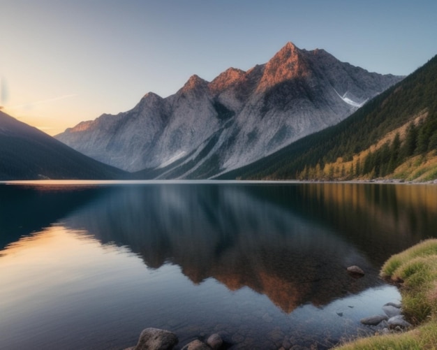 majestic mountains and tranquil lake